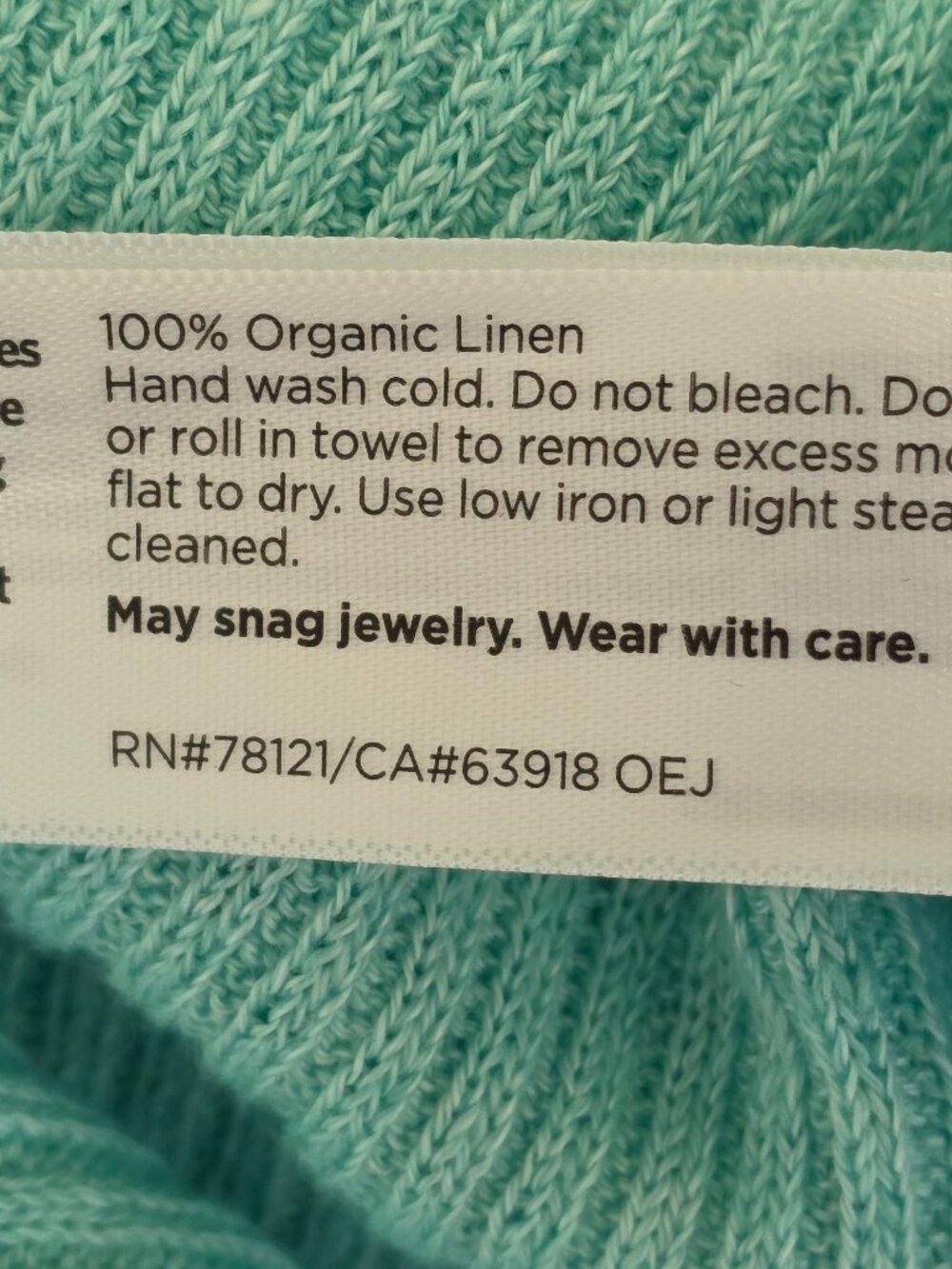 Eileen Fisher Organic Linen Ribbed Knit Crewneck Sweater | LG |Teal Turquoise - Picture 7 of 7